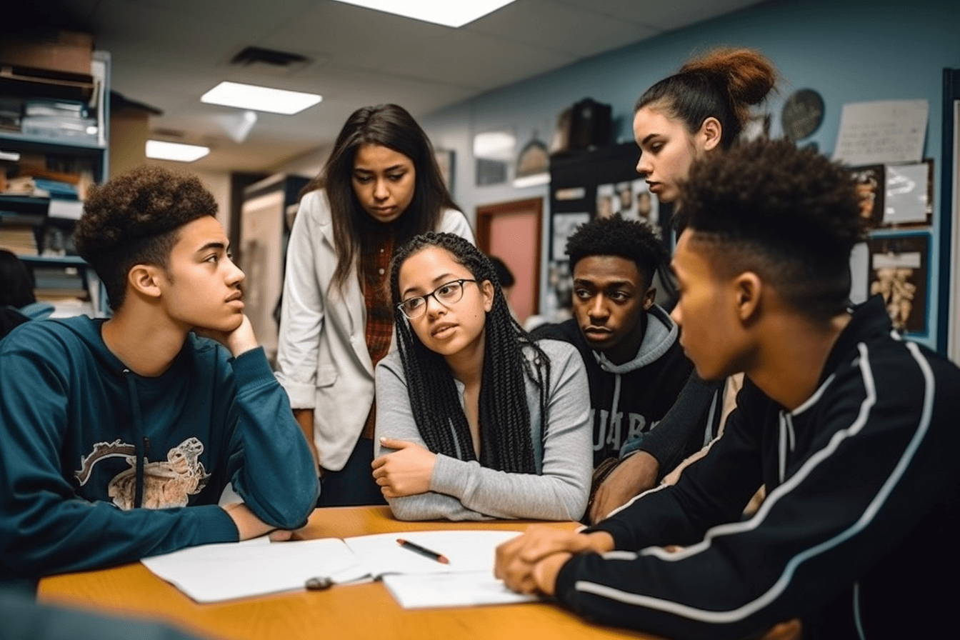 Students debating a political topic